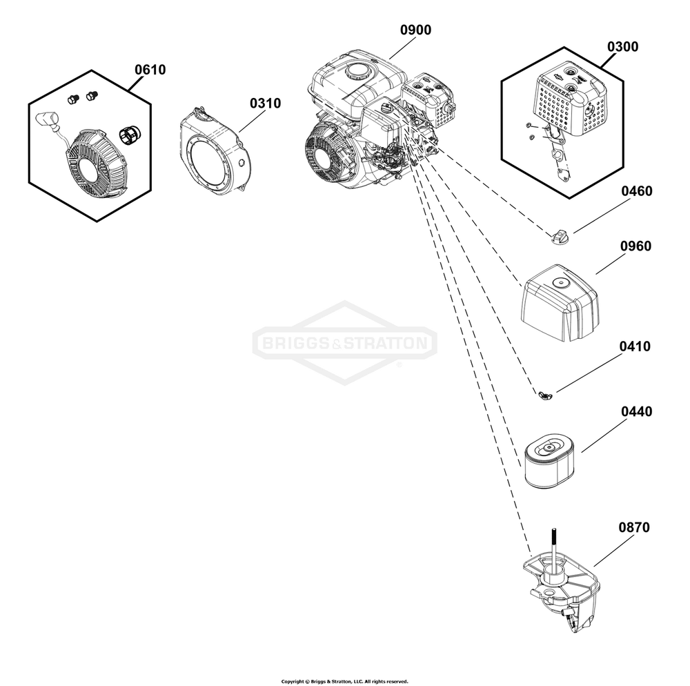 Engine Rewind Exhaust (80098013) Diagram and Parts List for 020775A-00  Briggs and Stratton Pressure Washer